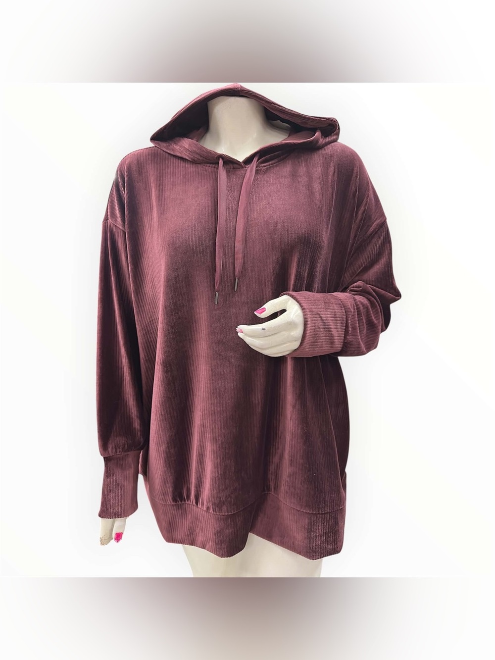Active Zone NWT Cozy Plush Velvet Hooded Pullover - Mauve Size 3X